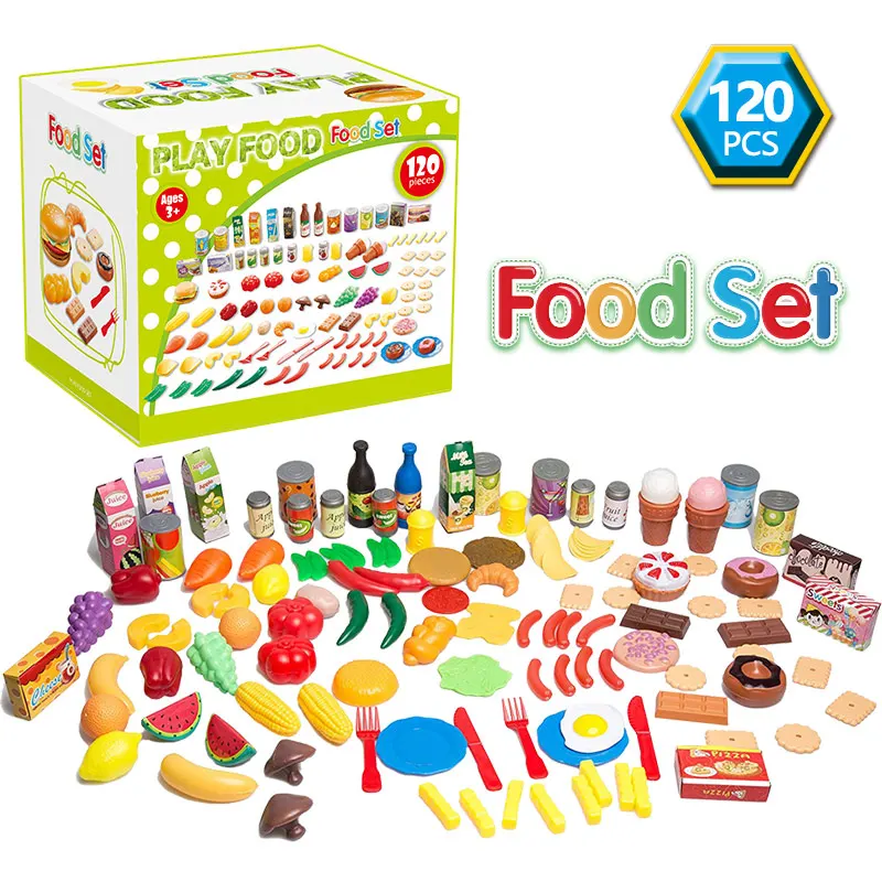 120Pcs Kids Pretend Play Food Toys Set Cutting Fruits Vegetables Kitchen Miniature Safety Food Sets Educational Toy for Children
120Pcs Kids Pretend Play Food Toys Set Cutting Fruits Vegetables Kitchen Miniature Safety Food Sets Educational Toy for Children