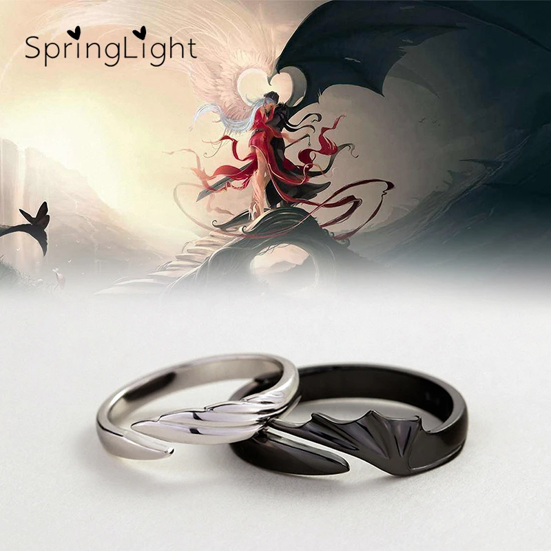 SpringLight Real 925 Sterling Silver Vintage Black White Ring Creative Fine Jewelry Angel and Devil Couple Rings for Women Party
SpringLight Real 925 Sterling Silver Vintage Black White Ring Creative Fine Jewelry Angel and Devil Couple Rings for Women Party