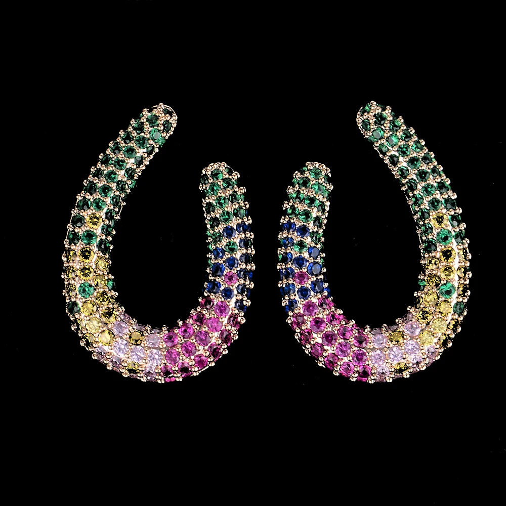 Fashion Women Irregular Hook Cubic Zirconia Stud Earrings For Bridal Engagement Jewelry | Украшения и аксессуары