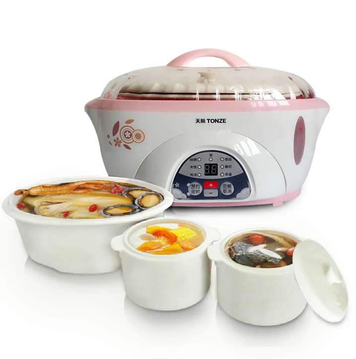 Seperated By Water Stewing Soup Porridge Pot Electric Slow Cookers with 3 Ceramic Whiteware Liners By Computer Control Cute Pot
Seperated By Water Stewing Soup Porridge Pot Electric Slow Cookers with 3 Ceramic Whiteware Liners By Computer Control Cute Pot