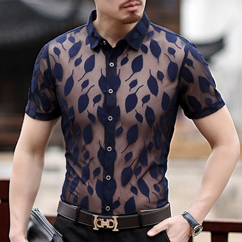 Transparent Floral Embroidery Shirt Men Short Sleeve See Through Shirt Camisa Social Masculina Sexy Lace Shirt Chemise Homme
Transparent Floral Embroidery Shirt Men Short Sleeve See Through Shirt Camisa Social Masculina Sexy Lace Shirt Chemise Homme