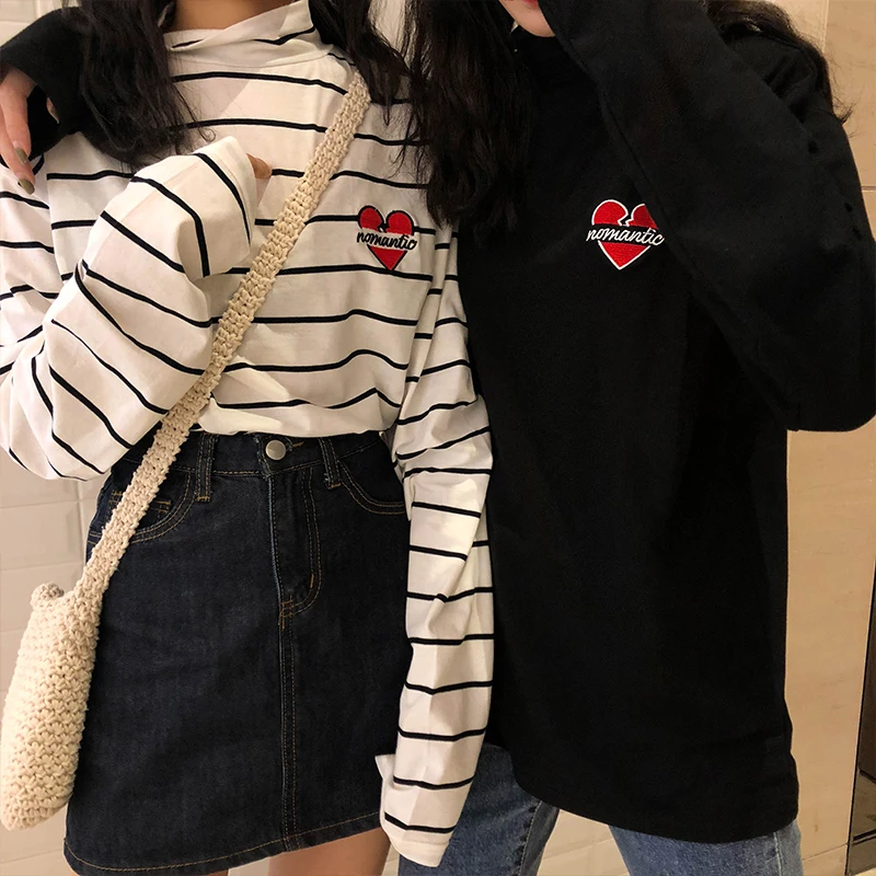 Women's T-shirts Tops Japanese Ladies Ulzzang Love Embroidered Half Turtleneck T-shirt Female Korean Harajuku Clothes For Women
Women's T-shirts Tops Japanese Ladies Ulzzang Love Embroidered Half Turtleneck T-shirt Female Korean Harajuku Clothes For Women
