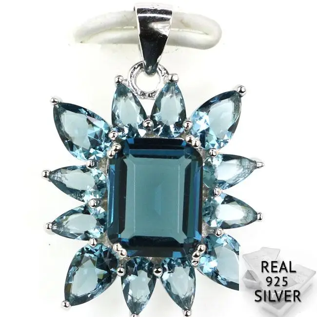 Real 925 Solid Sterling Silver 2.6g Dark London Blue Topaz Woman's Pendant 26x19mm
Real 925 Solid Sterling Silver 2.6g Dark London Blue Topaz Woman's Pendant 26x19mm