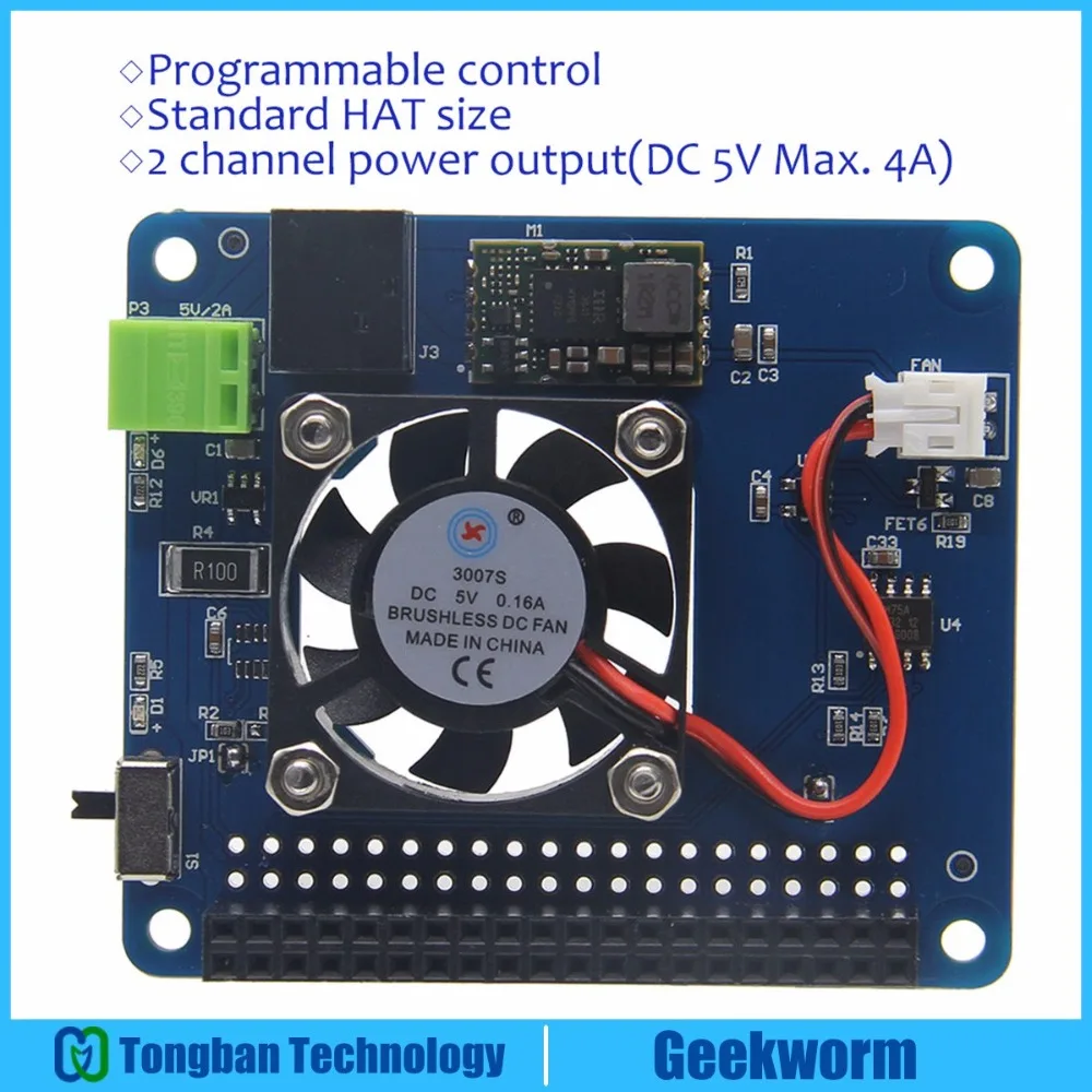 Raspberry Pi 4 Model B/3B+(Plus)/3B Programmable Smart Temperature Control Fan+Power Hat Board| input 6V~14V | DC 5V Max. 4A Out
Raspberry Pi 4 Model B/3B+(Plus)/3B Programmable Smart Temperature Control Fan+Power Hat Board| input 6V~14V | DC 5V Max. 4A Out