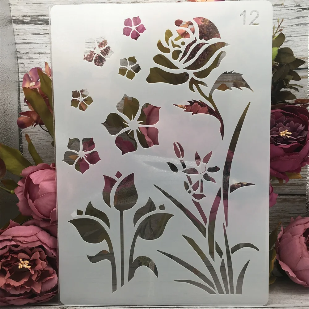 

A4 29cm Flower Grass Leaves DIY Layering Stencils Painting Scrapbook Coloring Embossing Album Decorative Paper Template