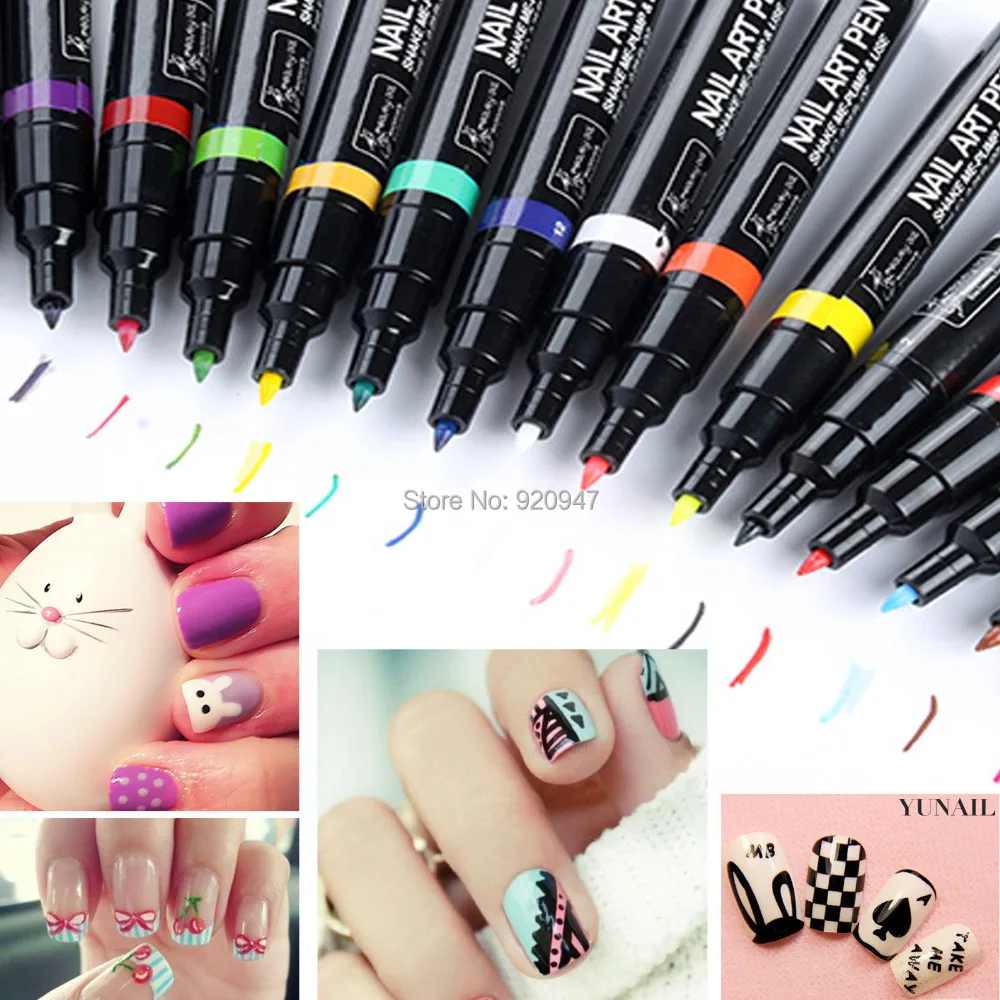 1pcs Nail Art Pen Painting Design Tool Drawing For Uv Gel Polish Pro 1pcs 12colors Choose New Design Nail Art Pen Painting Paint Drawing French Manicures Tools Beautiful Uv Gel Polish
