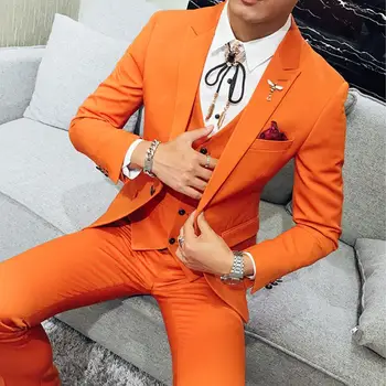 Thorndike Spring Autumn Party Dress Suits 3 Pieces(Jacket+Pants+Vest) Orange Prom Ball Wedding Party Formal Suits Slim Masculino 
Thorndike Spring Autumn Party Dress Suits 3 Pieces(Jacket+Pants+Vest) Orange Prom Ball Wedding Party Formal Suits Slim Masculino