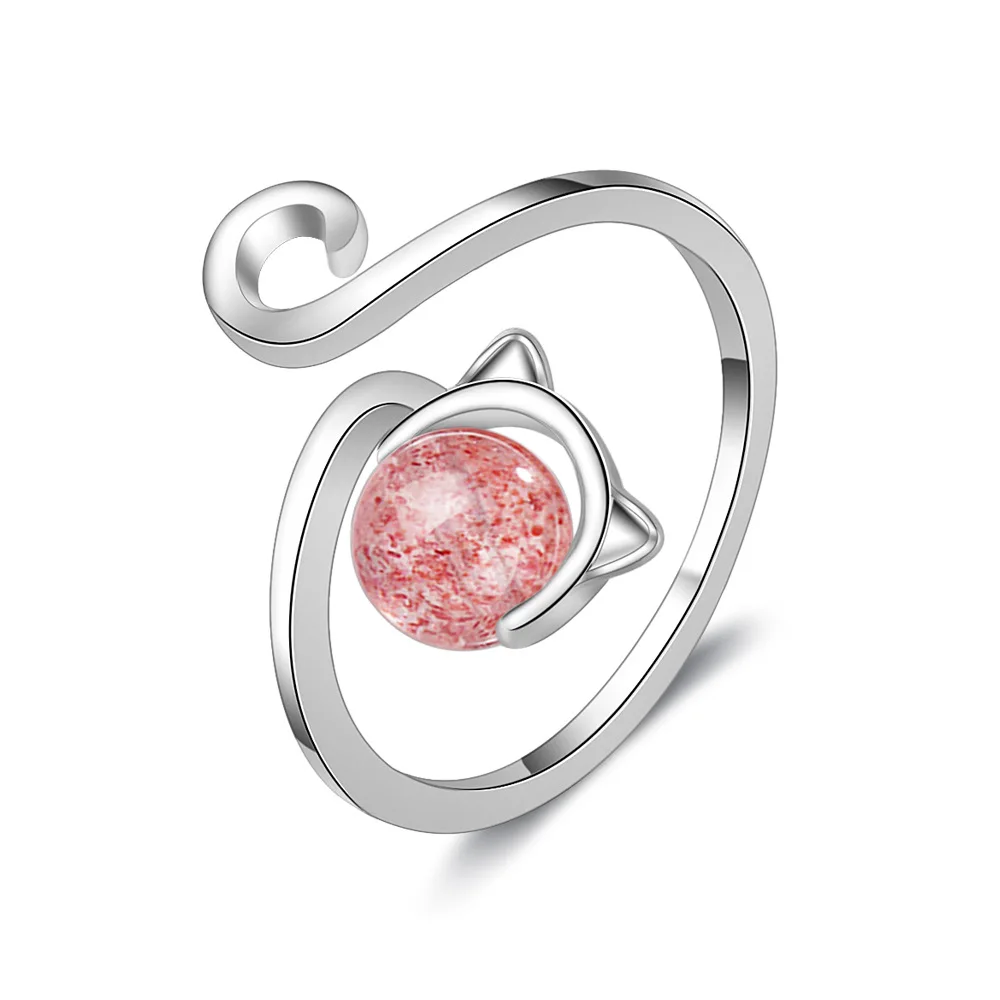 Sweet Little Cute Cat Animal Pink Strawberry Quartz 925 Sterling Silver Ladies Finger Open Rings Jewelry Women Ring Gift No Fade
Sweet Little Cute Cat Animal Pink Strawberry Quartz 925 Sterling Silver Ladies Finger Open Rings Jewelry Women Ring Gift No Fade