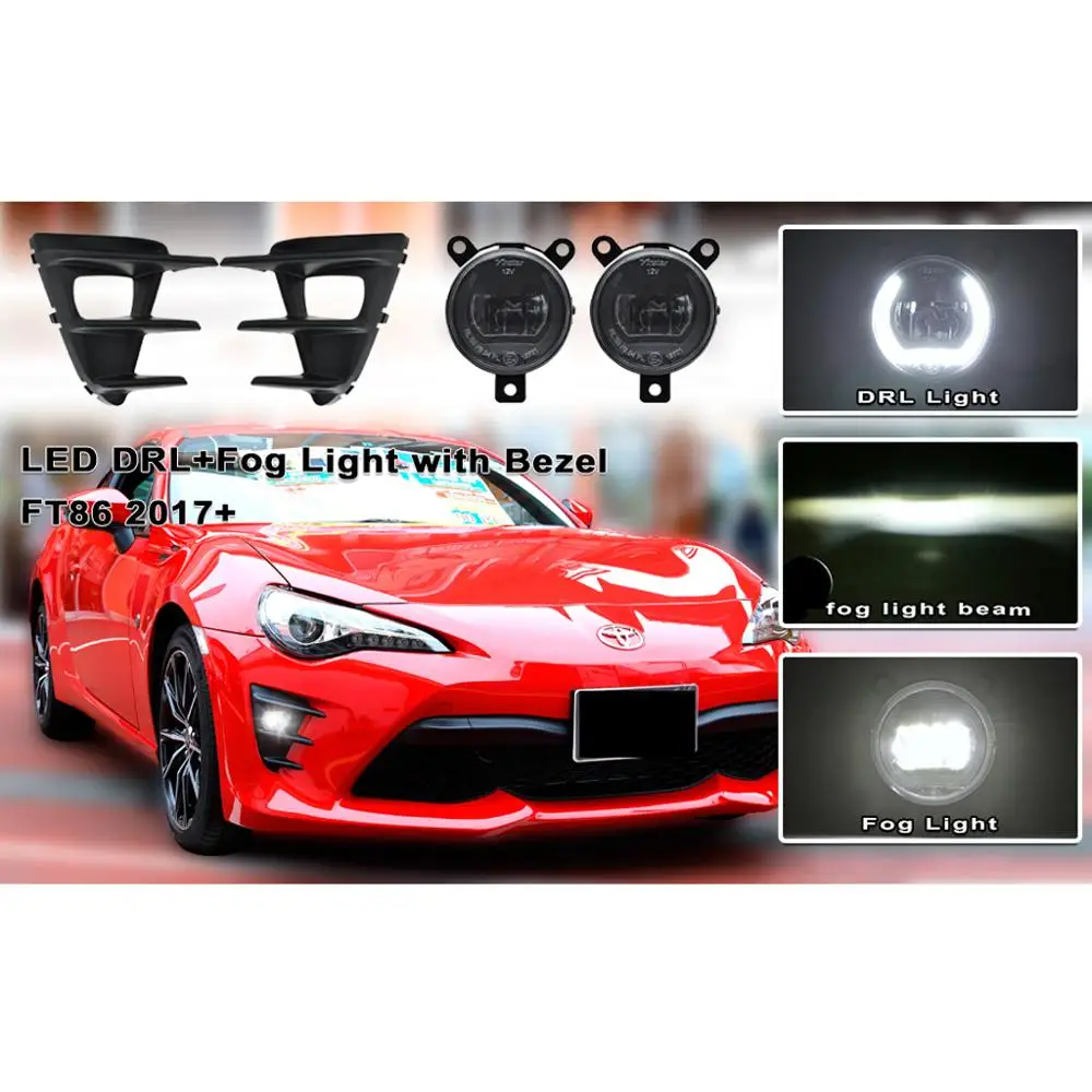 LED Daytime Running Driving Fog Light For 2017-up Toyota 86, Includes DRL Fog Lamps, Foglight Bezel Covers & Switch Wiring kit
LED Daytime Running Driving Fog Light For 2017-up Toyota 86, Includes DRL Fog Lamps, Foglight Bezel Covers & Switch Wiring kit