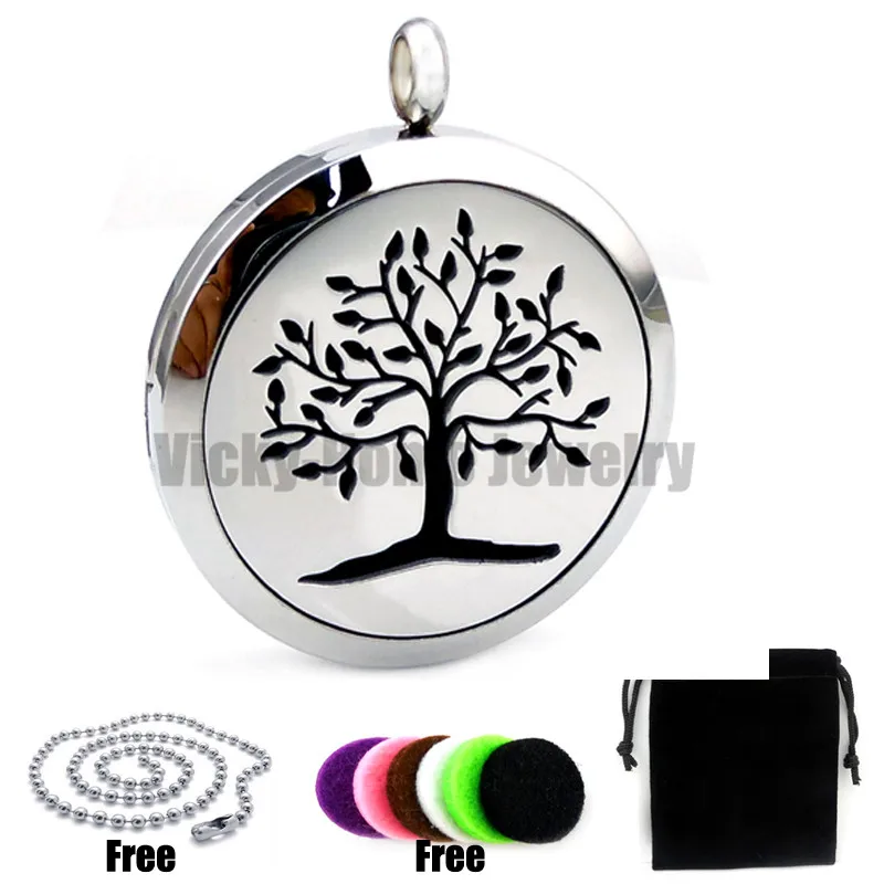 New Design Silver Tree (30mm) Aromatherapy / Essential Oils Stainless Steel Perfume Diffuser Locket Necklace with Free Chains
New Design Silver Tree (30mm) Aromatherapy / Essential Oils Stainless Steel Perfume Diffuser Locket Necklace with Free Chains