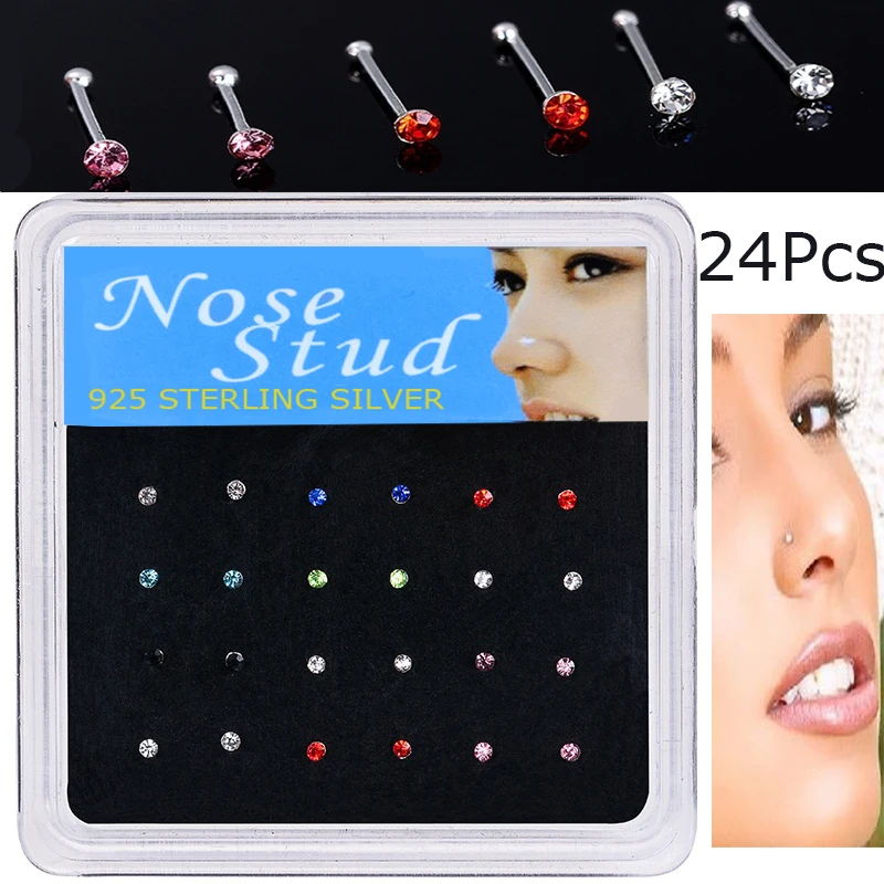 24Pieces/pack Size 2MM Round Bonding Crystal Nose Studs 925 Sterling Silver Body Piercing Cartilage Nose Rings Ball End
24Pieces/pack Size 2MM Round Bonding Crystal Nose Studs 925 Sterling Silver Body Piercing Cartilage Nose Rings Ball End