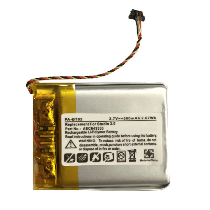 AEC643333 Battery for Beats Studio 2.0 Headset Earphone Headphone 3.7V Li-Po Li Polymer Rechargeable Bateria Replacement
AEC643333 Battery for Beats Studio 2.0 Headset Earphone Headphone 3.7V Li-Po Li Polymer Rechargeable Bateria Replacement