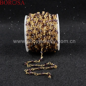BOROSA Fashion Rosary chain Purple small size Natural Stone crystal Quartz faceted Beaded gold silver brass chain necklace JT040
BOROSA Fashion Rosary chain Purple small size Natural Stone crystal Quartz faceted Beaded gold silver brass chain necklace JT040