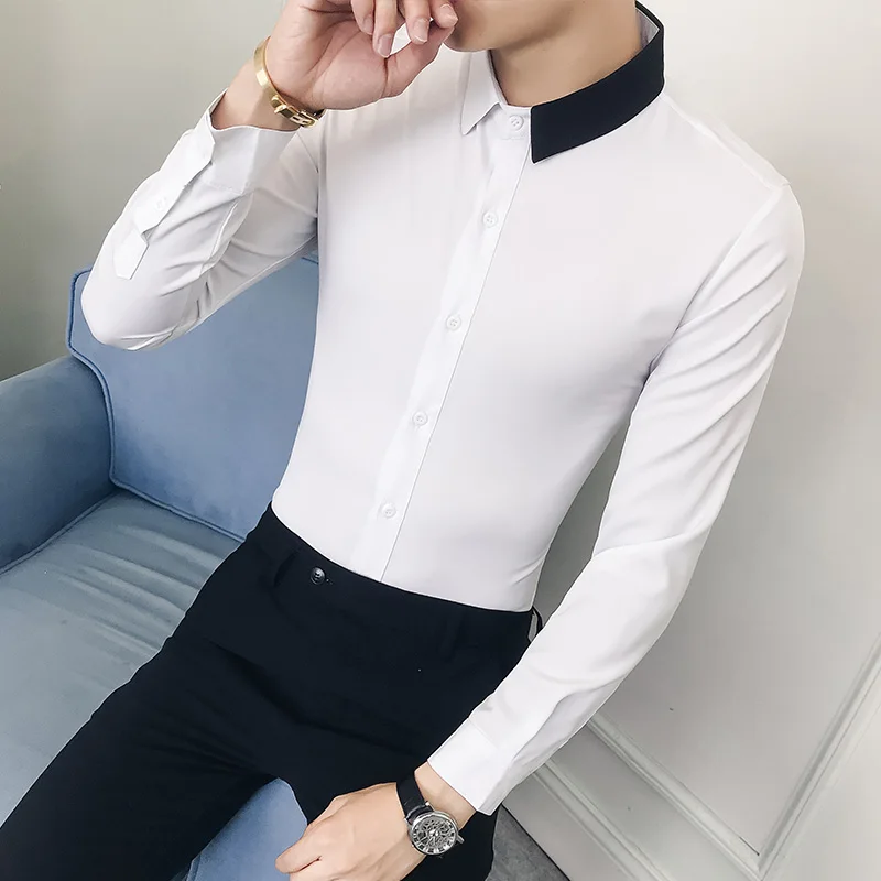 British Style Shirt Men Fashion 2019 Personality Patchwork Color Collar Dress Shirts Slim Fit Long Sleeve Casual Business Shirts
British Style Shirt Men Fashion 2019 Personality Patchwork Color Collar Dress Shirts Slim Fit Long Sleeve Casual Business Shirts