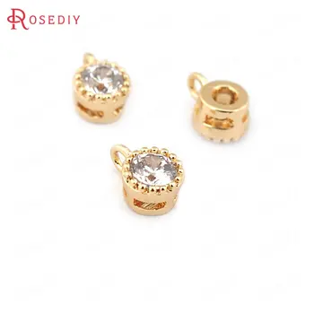 6PCS 4MM 5MM 6MM 24K Gold Color Plated Brass with Zircon Round Charms Diy Jewelry Findings Earrings Accessories
6PCS 4MM 5MM 6MM 24K Gold Color Plated Brass with Zircon Round Charms Diy Jewelry Findings Earrings Accessories