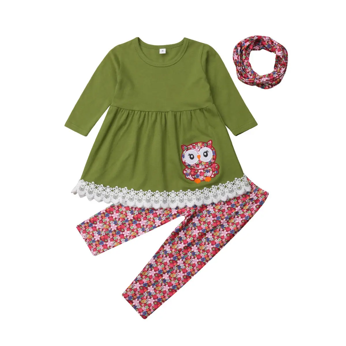 1-6Y Toddler Kids Baby Girl Long Sleeve Lace T-shirt Tops Floral Pant Legging Scarf 3PCS Outfits Fashion Girls Clothes Set
1-6Y Toddler Kids Baby Girl Long Sleeve Lace T-shirt Tops Floral Pant Legging Scarf 3PCS Outfits Fashion Girls Clothes Set