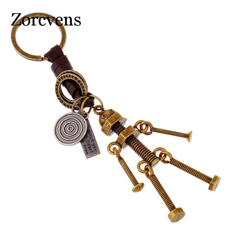 ZORCVENS 2019 New Punk Vintage Men Robot Keychain Copper Alloy Genuine Leather Key Chains Hand Made
ZORCVENS 2019 New Punk Vintage Men Robot Keychain Copper Alloy Genuine Leather Key Chains Hand Made