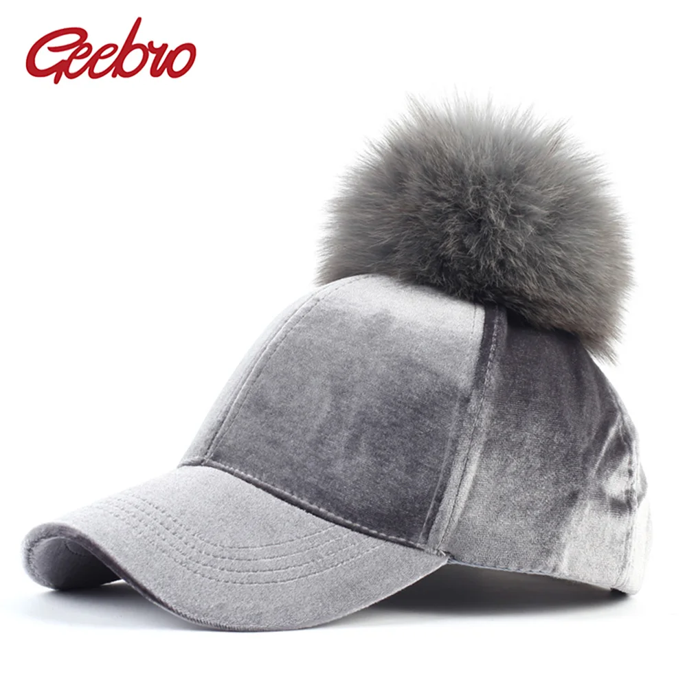 Geebro Women's Baseball Cap with Pompom Spring Velvet Polyester Snapback Cap for Femme Raccoon Fur Pompom Bonnet Cap GS606
Geebro Women's Baseball Cap with Pompom Spring Velvet Polyester Snapback Cap for Femme Raccoon Fur Pompom Bonnet Cap GS606