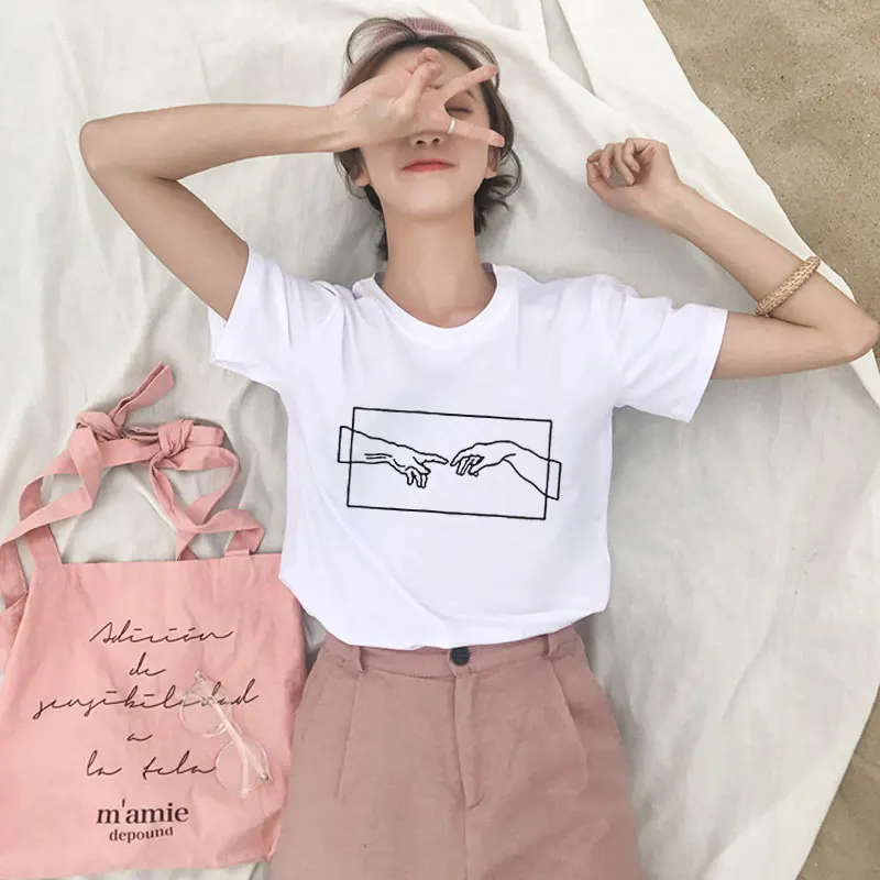 Summer 2019 Harajuku Kawaii Finger Heart Aesthetics Couple White TShirt Women Vogue Casual Print Short Sleeve Top Camiseta Mujer
Summer 2019 Harajuku Kawaii Finger Heart Aesthetics Couple White TShirt Women Vogue Casual Print Short Sleeve Top Camiseta Mujer