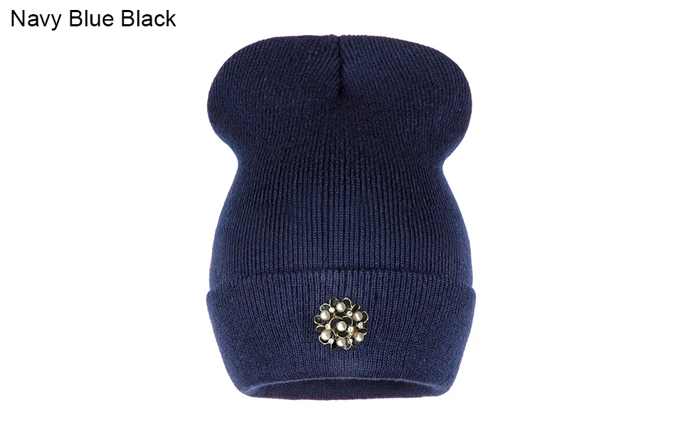 Ralferty Winter Hats For Women Flower Beanies Skullies Female bonnet femme gorros cappelli Cap Beanie gorra Black Acrylic Hat 6