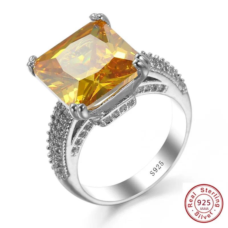 Luxury Princess Cut AAAAA Yellow big CZ solid 925 sterling silver Ring with Micro Paved Clear Zircon Women Engagement Rings
Luxury Princess Cut AAAAA Yellow big CZ solid 925 sterling silver Ring with Micro Paved Clear Zircon Women Engagement Rings
