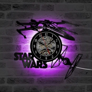 Creative Star Wars Theme Airplane LED Record Clock 3D Model Hollow Wall Clock Vinyl Record Material Antique Style Hanging Clock
Creative Star Wars Theme Airplane LED Record Clock 3D Model Hollow Wall Clock Vinyl Record Material Antique Style Hanging Clock