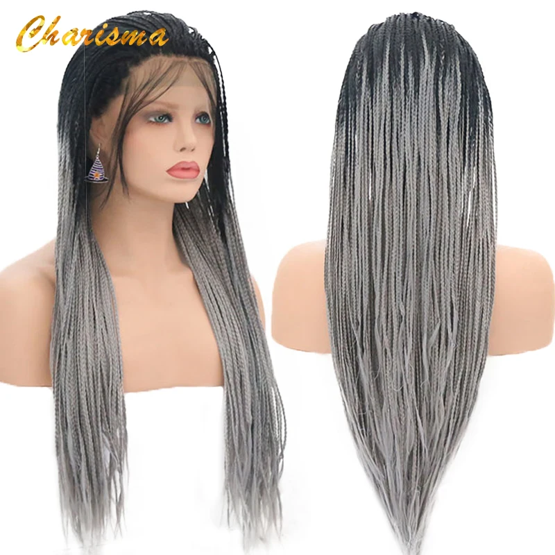 Charisma Synthetic Lace Front Wigs Handmade 24'' Braids Wigs With Baby Hair Grey Dark Roots Ombre Color Wigs For Black Women
Charisma Synthetic Lace Front Wigs Handmade 24'' Braids Wigs With Baby Hair Grey Dark Roots Ombre Color Wigs For Black Women
