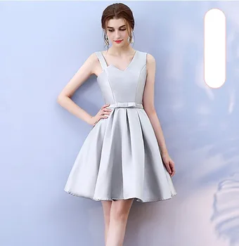 Grey Colour Satin Bridesmaid Dress Above Knee Mini Dress New Women Dresses for Occasions Back of Bandage
Grey Colour Satin Bridesmaid Dress Above Knee Mini Dress New Women Dresses for Occasions Back of Bandage
