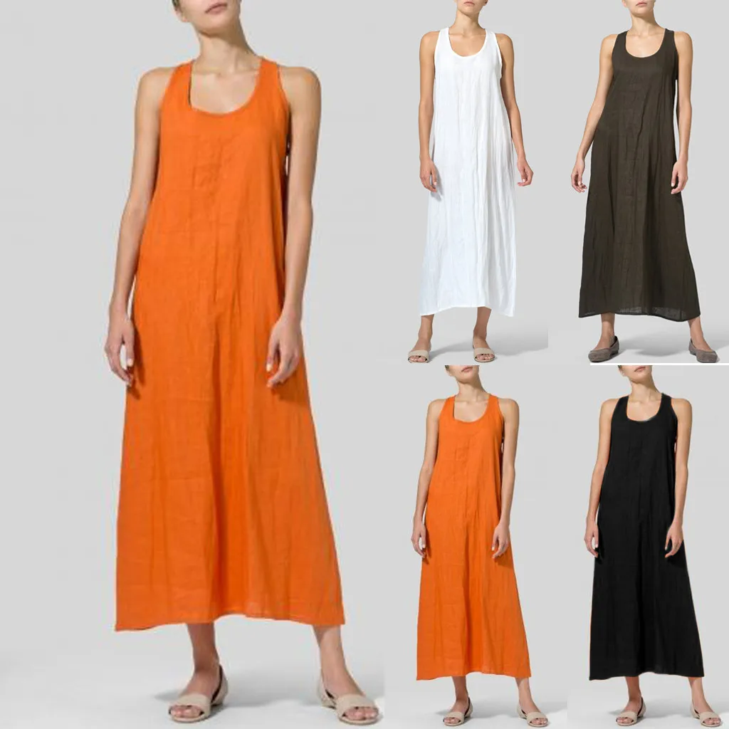 feitong Summer Casual dress Women Solid Color U Neck Sleeveless Cotton And Linen Loose Vest Maxi Dress sukienki Vestidos #111
feitong Summer Casual dress Women Solid Color U Neck Sleeveless Cotton And Linen Loose Vest Maxi Dress sukienki Vestidos #111