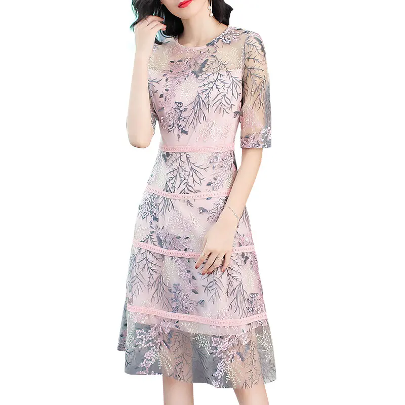 Summer Dress 2019 New Women Lace Embroidery Casual Long Dress Women Pink Party Dresses Female Plus Size 2XL Vestidos Mujer HJ307
Summer Dress 2019 New Women Lace Embroidery Casual Long Dress Women Pink Party Dresses Female Plus Size 2XL Vestidos Mujer HJ307