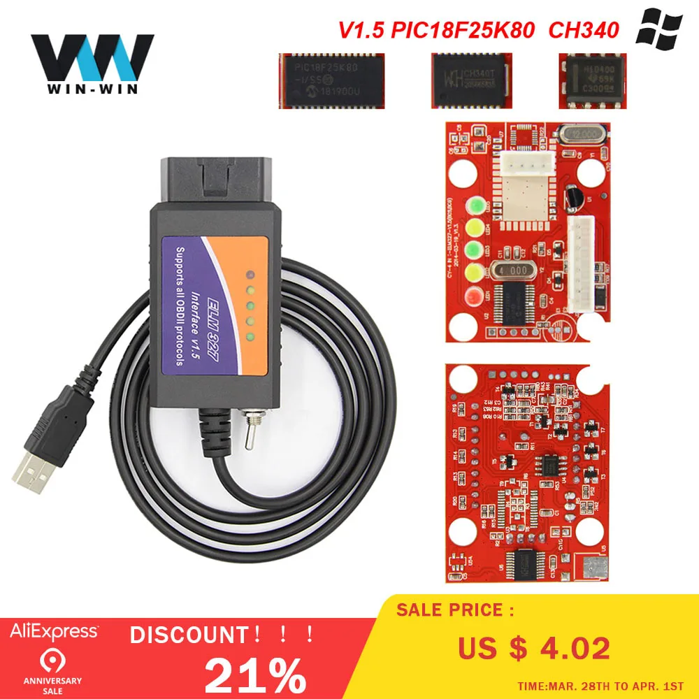 ELM 327 V1.5 USB ELM327 PIC18F25K80 CH340 FORScan For Ford HS-CAN/MS-CAN Switch obd obd2 USB Scanner Car Diagnostic Auto Tool
ELM 327 V1.5 USB ELM327 PIC18F25K80 CH340 FORScan For Ford HS-CAN/MS-CAN Switch obd obd2 USB Scanner Car Diagnostic Auto Tool