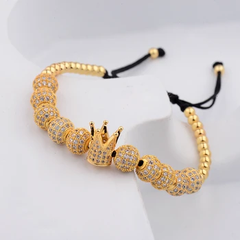Zircon Bracelets Charm Men 8 Ball Cubic Micro Pave CZ Crown 4mm Round Beads Braided Macrame Luxurious Bracelet Pulseira
Zircon Bracelets Charm Men 8 Ball Cubic Micro Pave CZ Crown 4mm Round Beads Braided Macrame Luxurious Bracelet Pulseira