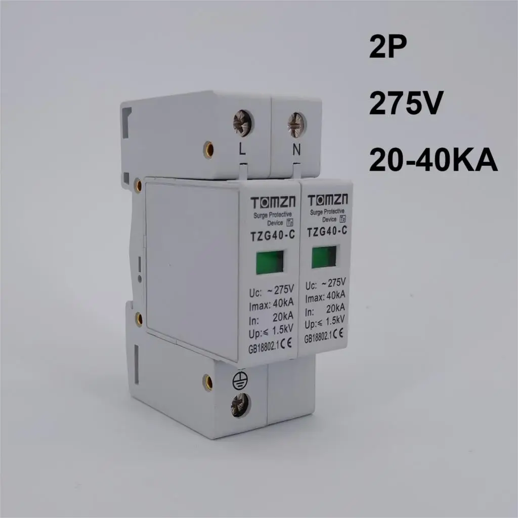 AC SPD 2P 20KA ~ 40KA 275V стабилизатор напряжения для дома Защита от перенапряжения