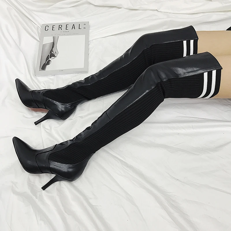 2018 New Sexy Red Patchwork Over The Knee Boots Women Pointed Toe Sheepskin Leather back knitted Stretch Thigh High Boots
2018 New Sexy Red Patchwork Over The Knee Boots Women Pointed Toe Sheepskin Leather back knitted Stretch Thigh High Boots