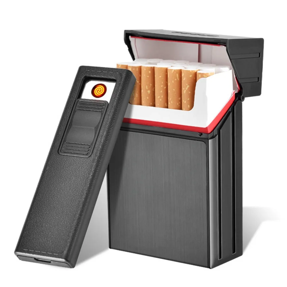 Plastic & Aluminum Cigarettes Box Case with Lighter Business Men Removable USB Charging Lighter Can Hold 20 Cigarettes
Plastic & Aluminum Cigarettes Box Case with Lighter Business Men Removable USB Charging Lighter Can Hold 20 Cigarettes