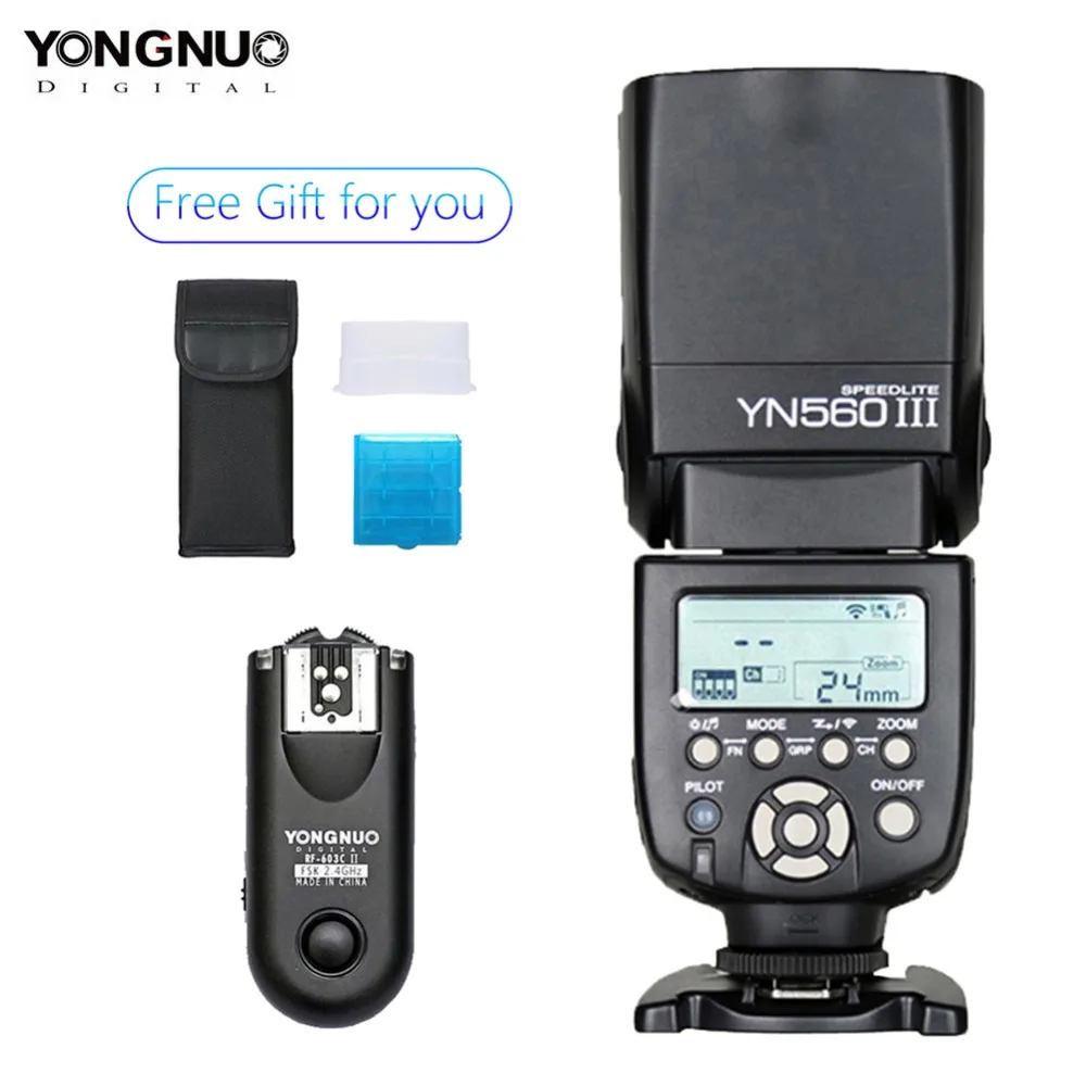 Yongnuo YN-560 III With RF-603 II Single Transmitter for Nikon YN560III Ultra long range Wirelss flash Speedlite RF603 Trgger |
