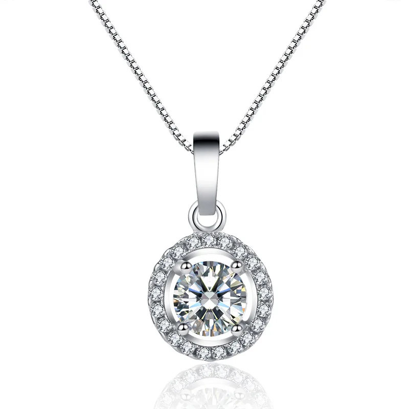  Classic Round Silver Pendant Necklace Jewelry Cubic Zirconia Wedding Gifts Valentine's Day | Украшения и аксессуары