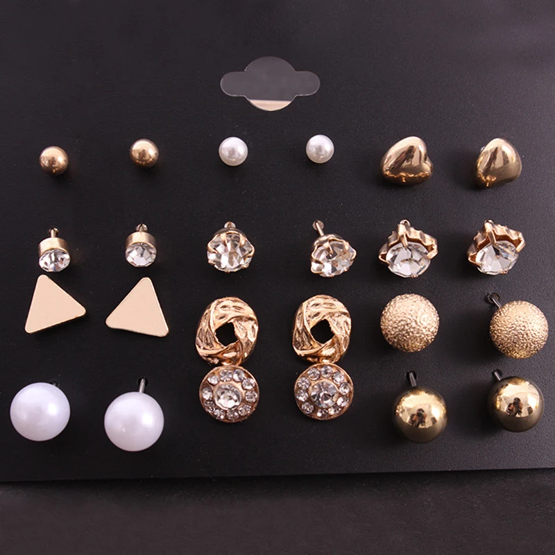 12 Pairs/Lot Trendy Elegant Pearl Stud Earring Set Korean Fashion Rhinestone Crystal Punk Earring Mix Ear Jewelry For Women Girl
12 Pairs/Lot Trendy Elegant Pearl Stud Earring Set Korean Fashion Rhinestone Crystal Punk Earring Mix Ear Jewelry For Women Girl