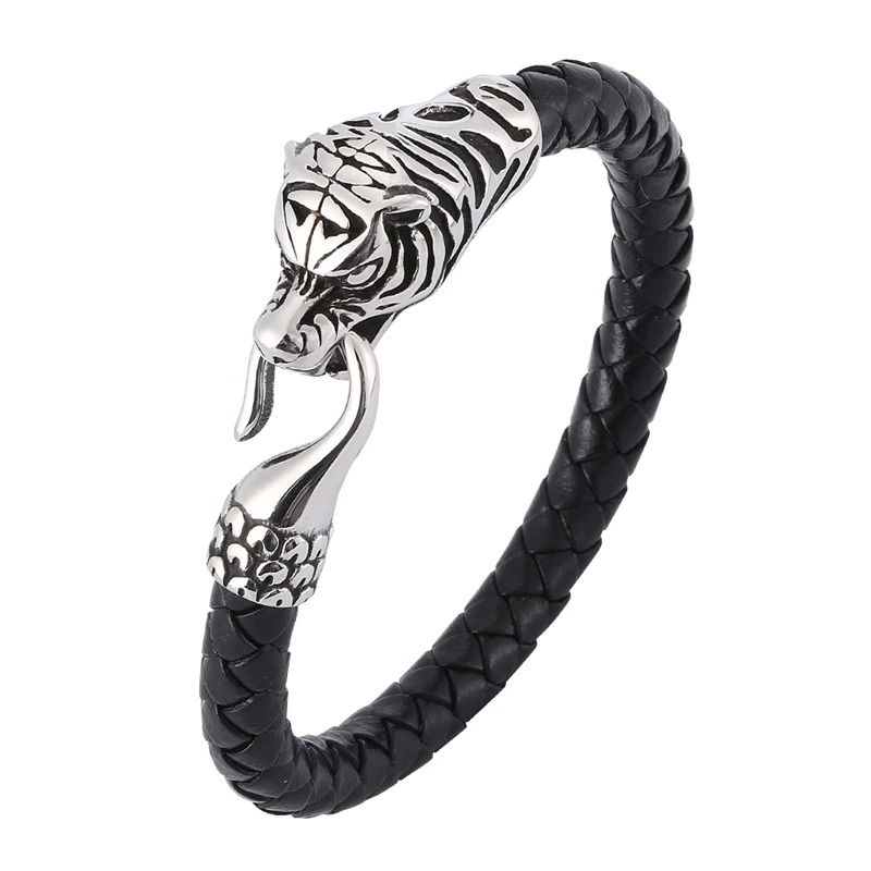 Chinese Zodiac Bracelets of Men Stainless Steel Leather Bracelets Men Jewelry Tiger Head Charms Bangles Fashion Wristband BB0388
Chinese Zodiac Bracelets of Men Stainless Steel Leather Bracelets Men Jewelry Tiger Head Charms Bangles Fashion Wristband BB0388