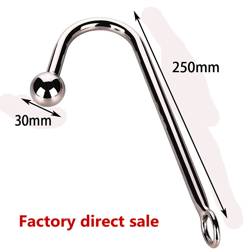 Stainless Steel 30*250mm Anal Hook Metal Butt Plug With Ball Anal Plug Anal Dilator Gay Sex Toys For Men And Women Factory Direc
