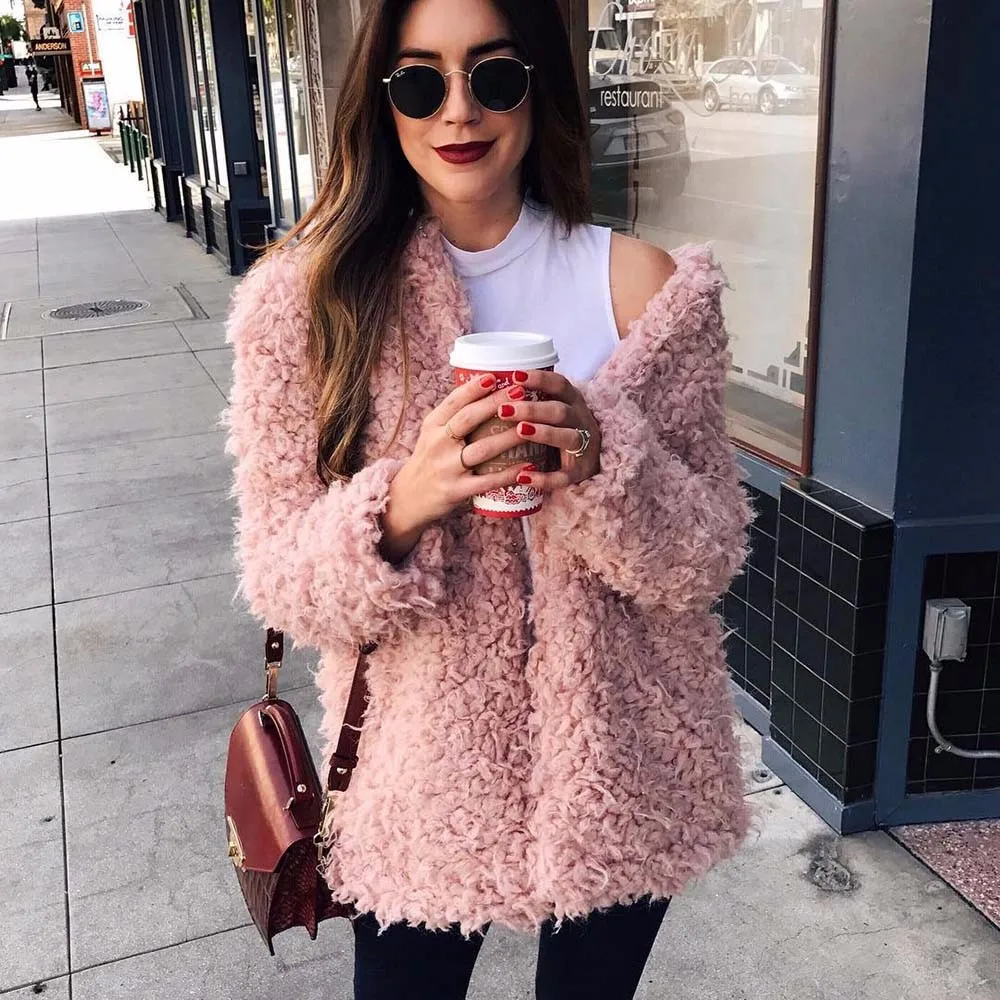 Wipalo Winter Grey Wool Overcoat Warm Outerwear Women Pink Faux Fur Coat Turn Down Collar Long Sleeve Cardigan Female Outwear
Wipalo Winter Grey Wool Overcoat Warm Outerwear Women Pink Faux Fur Coat Turn Down Collar Long Sleeve Cardigan Female Outwear