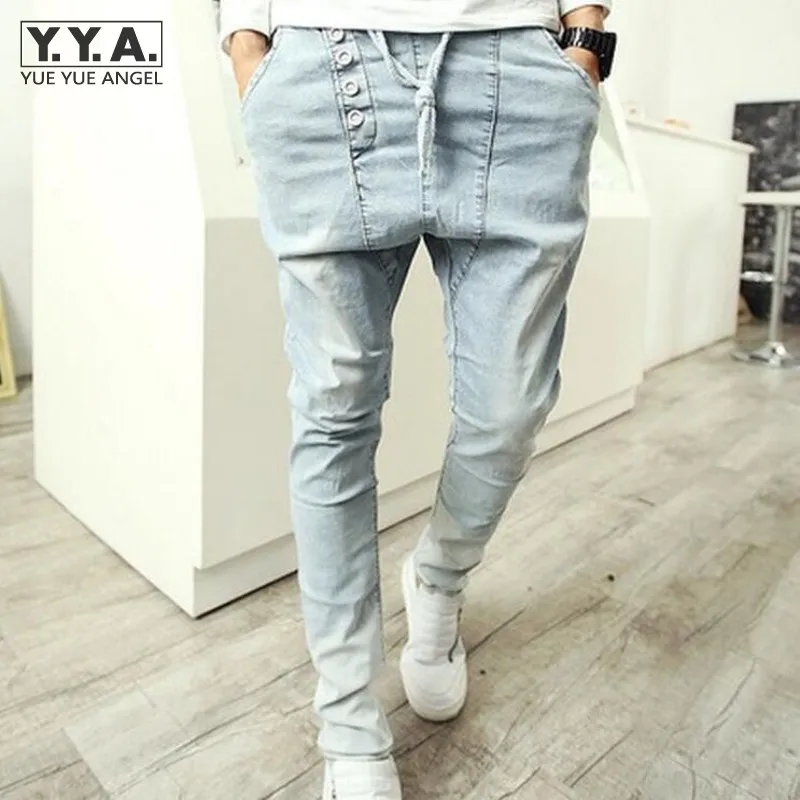Light Blue Washed Jeans Men Straight Denim Pencil Pants Elastic Waist Boot Cut Harem Pants Drop Crotch Casual Male Trousers
Light Blue Washed Jeans Men Straight Denim Pencil Pants Elastic Waist Boot Cut Harem Pants Drop Crotch Casual Male Trousers