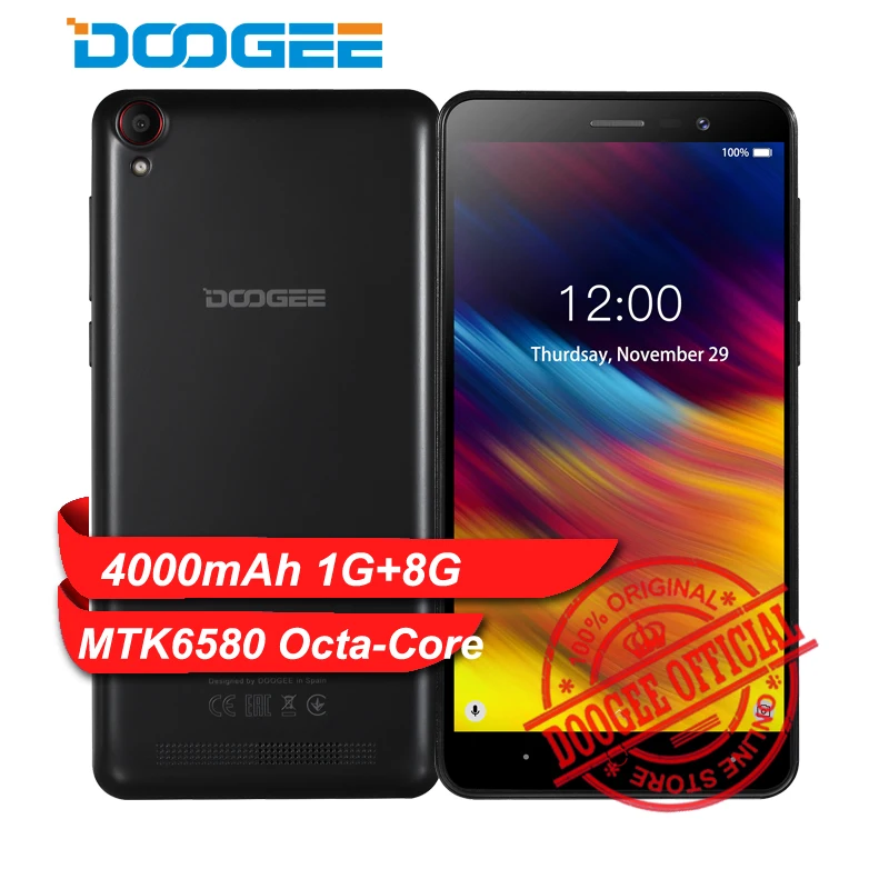 

DOOGEE x100 Smartphone MTK6580 Quad Core Android 8.1 1GB RAM 8GB ROM 5.0MP 5.0" 4000mAh Dual SIM Mobile Phone 3G WCDMA Telehone