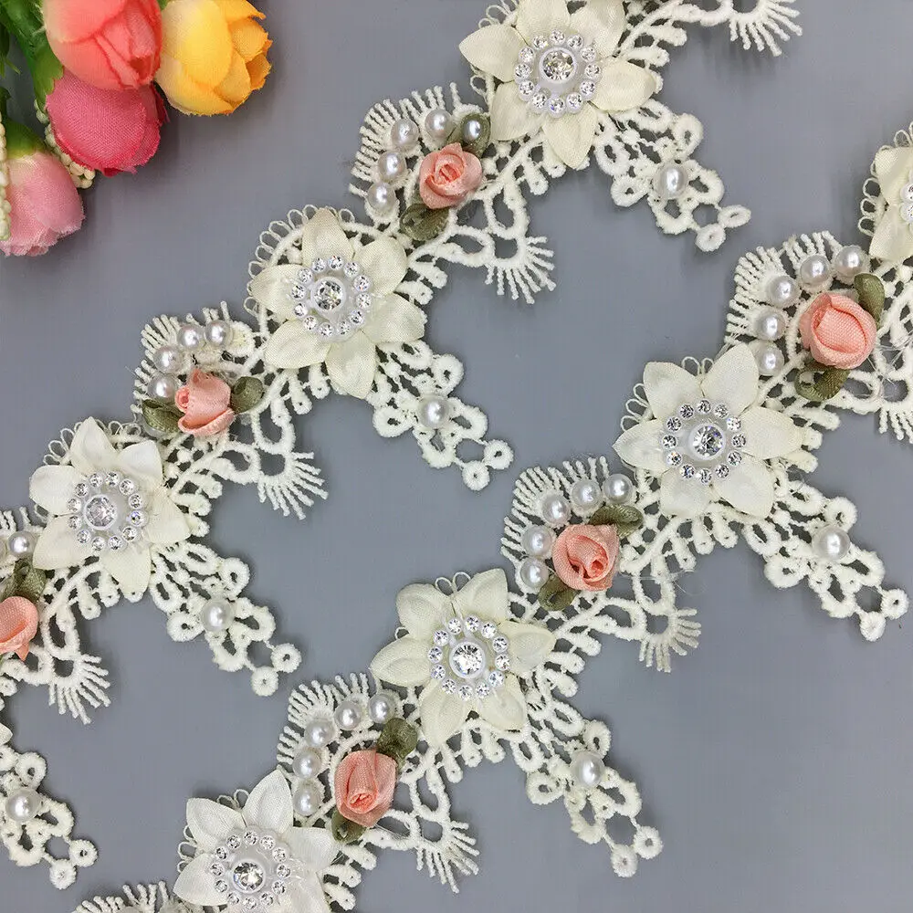 20x Pearl Diamond Apricot Lace Flower For Dress Fring Ribbon Lace Trim French Fabric DIY Wedding Dress Embroidered Sewing Craft
20x Pearl Diamond Apricot Lace Flower For Dress Fring Ribbon Lace Trim French Fabric DIY Wedding Dress Embroidered Sewing Craft