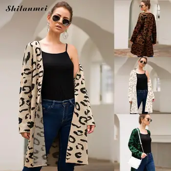 Women Leopard Knitted Long Cardigan 2019 Autumn Winter Long Sleeve Sweater Overcoat For Female Fashion New Outwear Coats Women
Women Leopard Knitted Long Cardigan 2019 Autumn Winter Long Sleeve Sweater Overcoat For Female Fashion New Outwear Coats Women