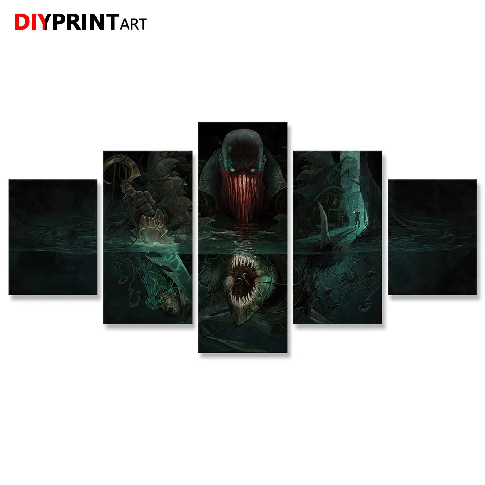 LoL Pyke 5 Panels Wall Art Decor Paintings Canvas Pictures for Living Room A2207 | Дом и сад