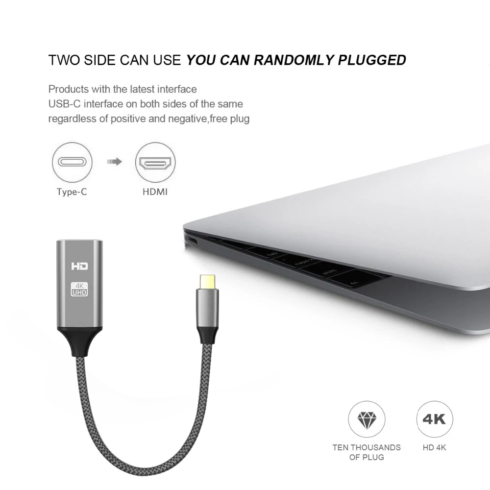 Latest TypeC Adapter Cable USB Type C To HDMI Converter Male To Female 4K 60Hz HDMI USBC For Samsung Galaxy S8 S9 Note 8 Macbook
Latest TypeC Adapter Cable USB Type C To HDMI Converter Male To Female 4K 60Hz HDMI USBC For Samsung Galaxy S8 S9 Note 8 Macbook