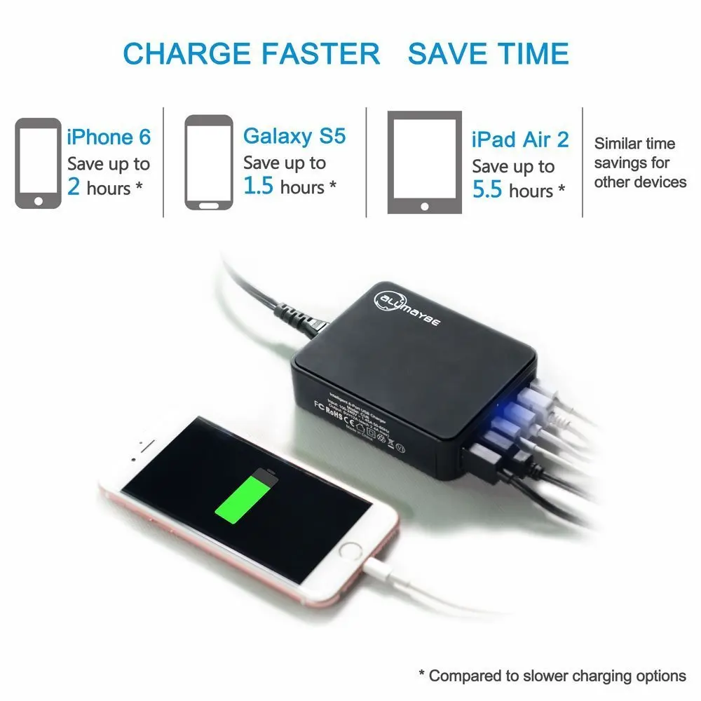 Allmaybe USB зарядное устройство 6-порт адаптер питания настольное зарядная станция