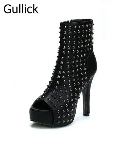 Solid Black Spring Autumn Casual Women Shoes Rivets Peep Toe Side Zipper Thin Super High Heels Women Sandal Boots Free Shipping
Solid Black Spring Autumn Casual Women Shoes Rivets Peep Toe Side Zipper Thin Super High Heels Women Sandal Boots Free Shipping