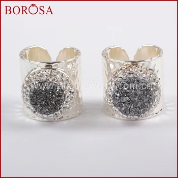 BOROSA 5PCS Rhinestone Pave Round Silver Plated Druzy Crystal Band Ring Gems Rings High Quality Drusy Jewelry JAB832
BOROSA 5PCS Rhinestone Pave Round Silver Plated Druzy Crystal Band Ring Gems Rings High Quality Drusy Jewelry JAB832